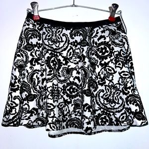 Forever 21 Black and White Mini Skirt with Velvet Detailing